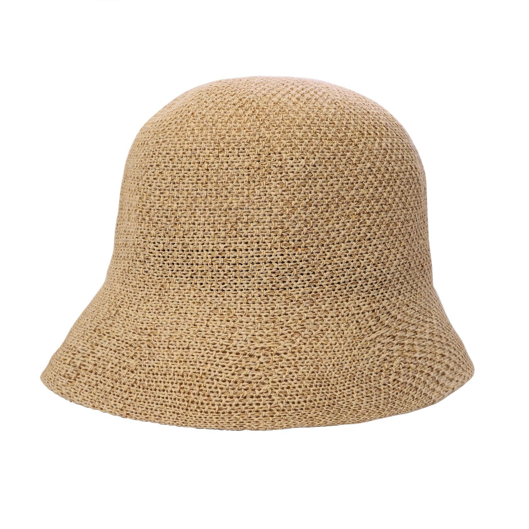 8799 Straw Mesh Fisherman Hat Foldable Sun Hat Breathable Mesh Crochet